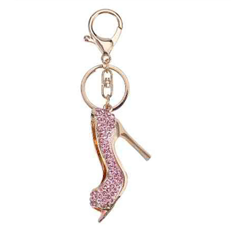 Wholesale Creative Diamond Inlaid High Heels Metal Keychain